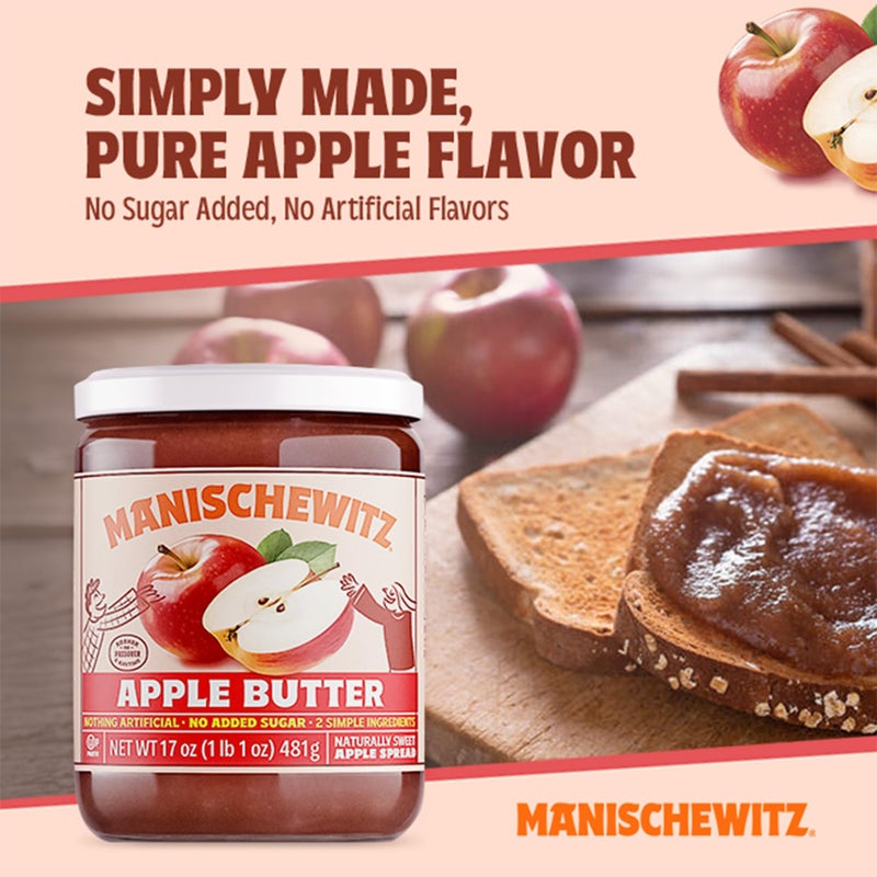Manischewitz Apple Butter, 17oz | Smooth & Sweet Spread, Great for Sauces & Glazes, No Sugar Added - Image 2